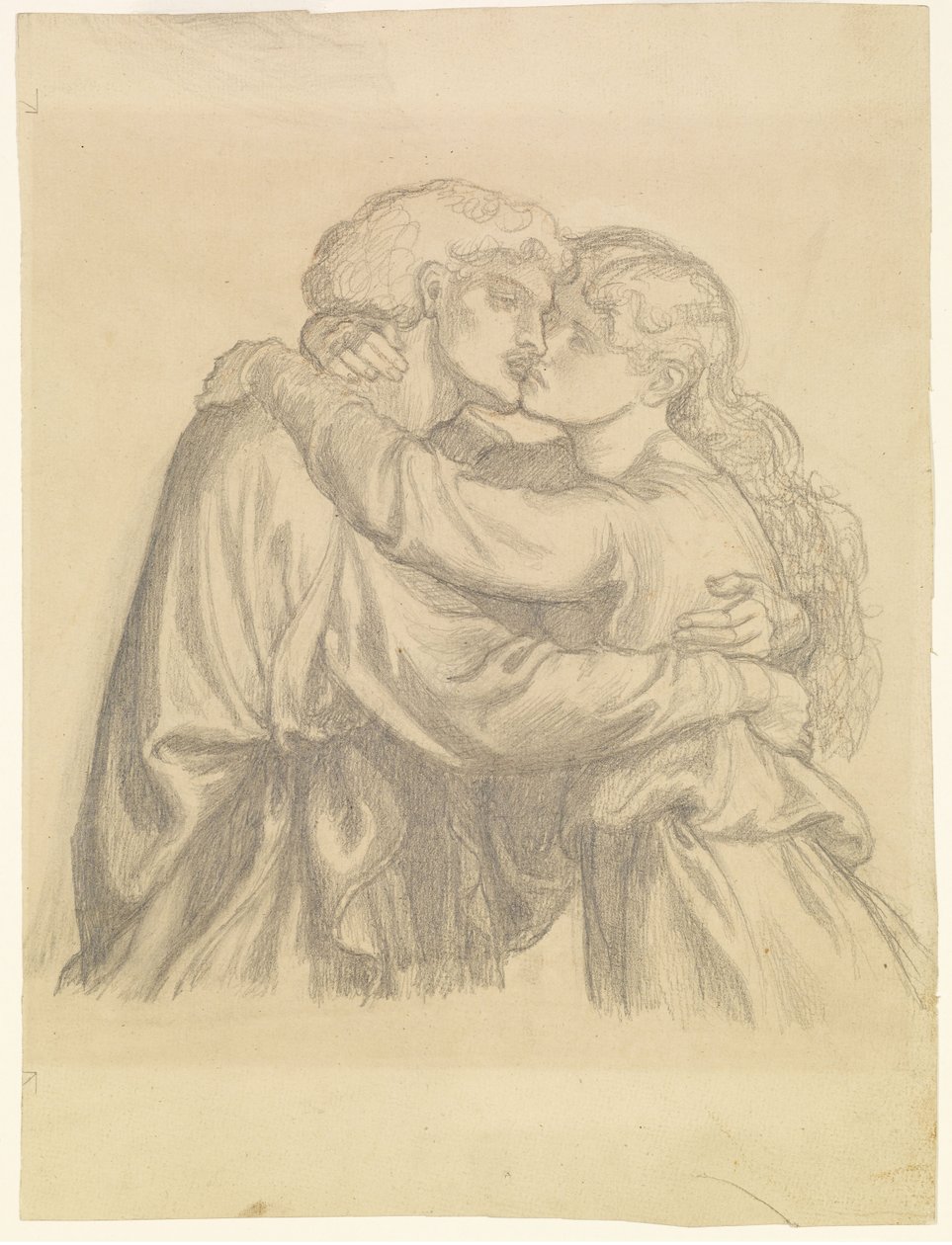 Die gesegnete Damozel - Studie von zwei sich umarmenden Liebenden von Dante Gabriel Rossetti