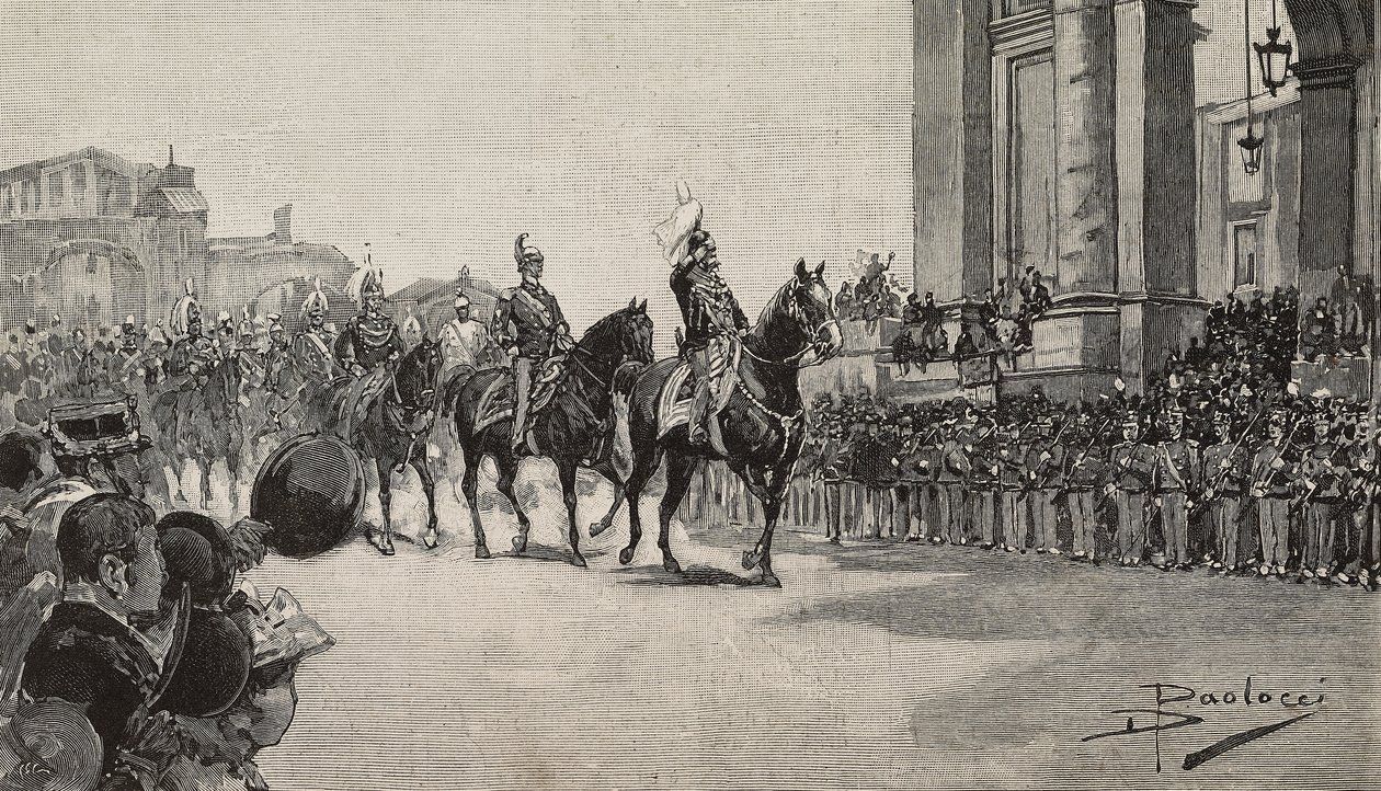 Militärparade in Macau zum Geburtstag von König Umberto I, 14. März von Dante Paolocci