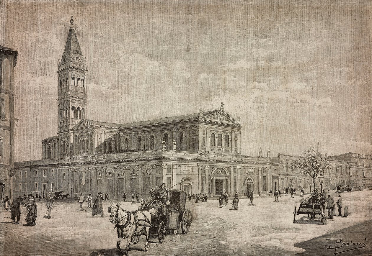 Neue Kirche des Heiligen Herzens in Rom, Italien, Gravur nach einer Zeichnung von Dante Paolocci, aus L
