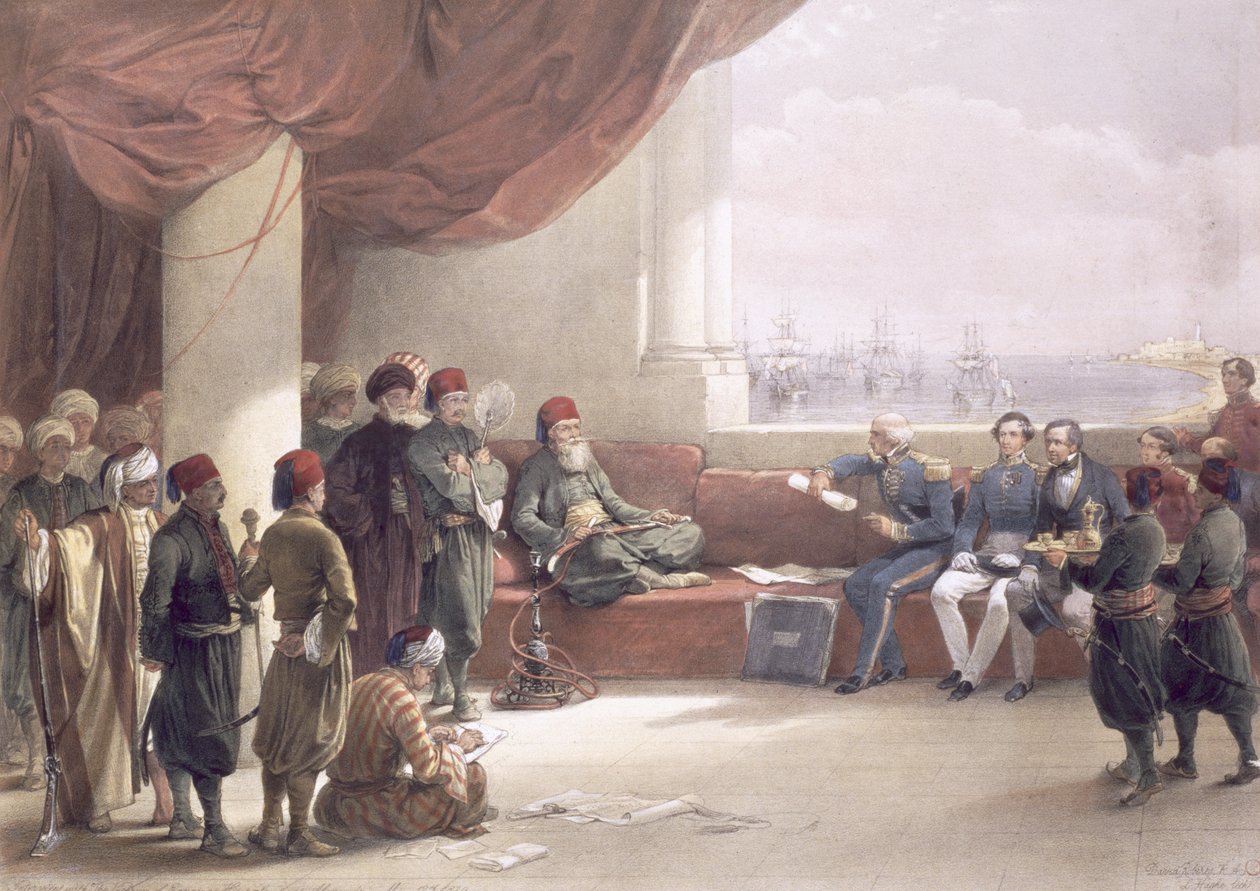 Interview mit dem Vizekönig von Ägypten in seinem Palast in Alexandria, 12. Mai 1839, aus Ägypten und Nubien, Bd.3 von David Roberts