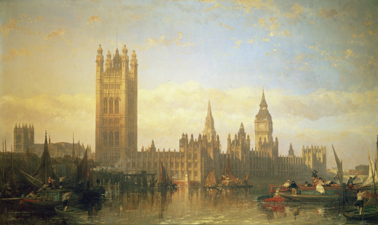 Neuer Palast von Westminster von der Themse aus von David Roberts