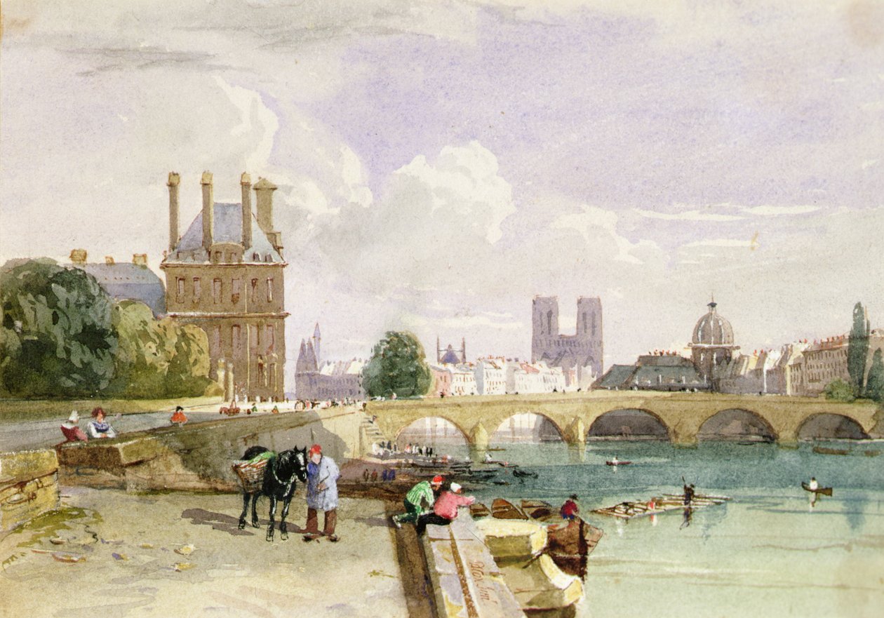 Ein Blick auf den Pavillon de Flore und die Tuilerien von der Seine, Notre Dame, Paris von David Cox