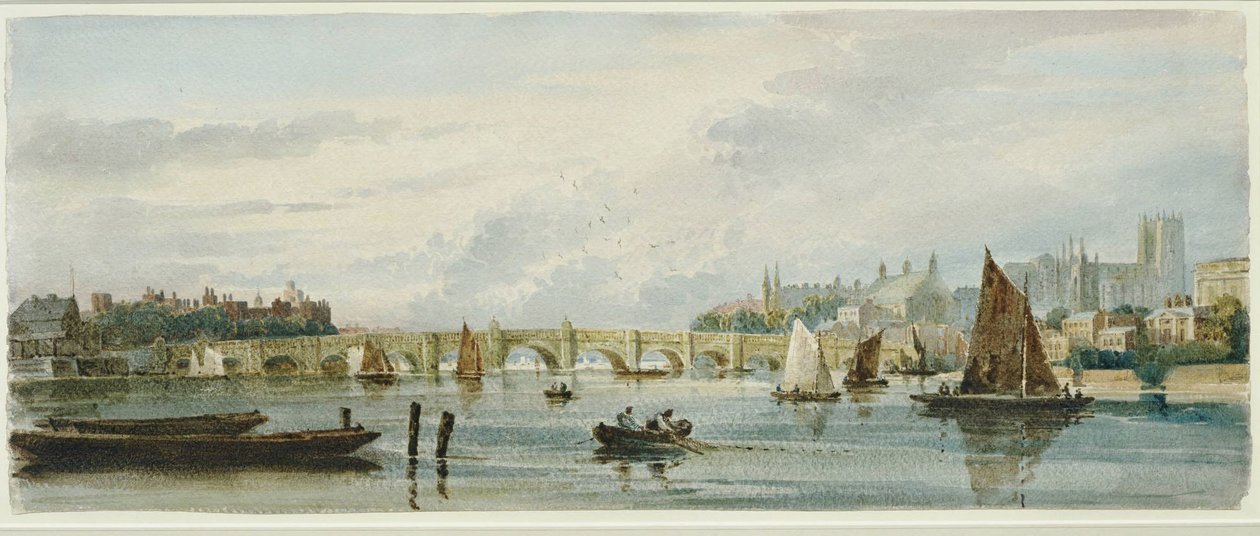 Blick auf die Westminster Bridge in Richtung Lambeth Palace und Westminster Abbey von David Cox
