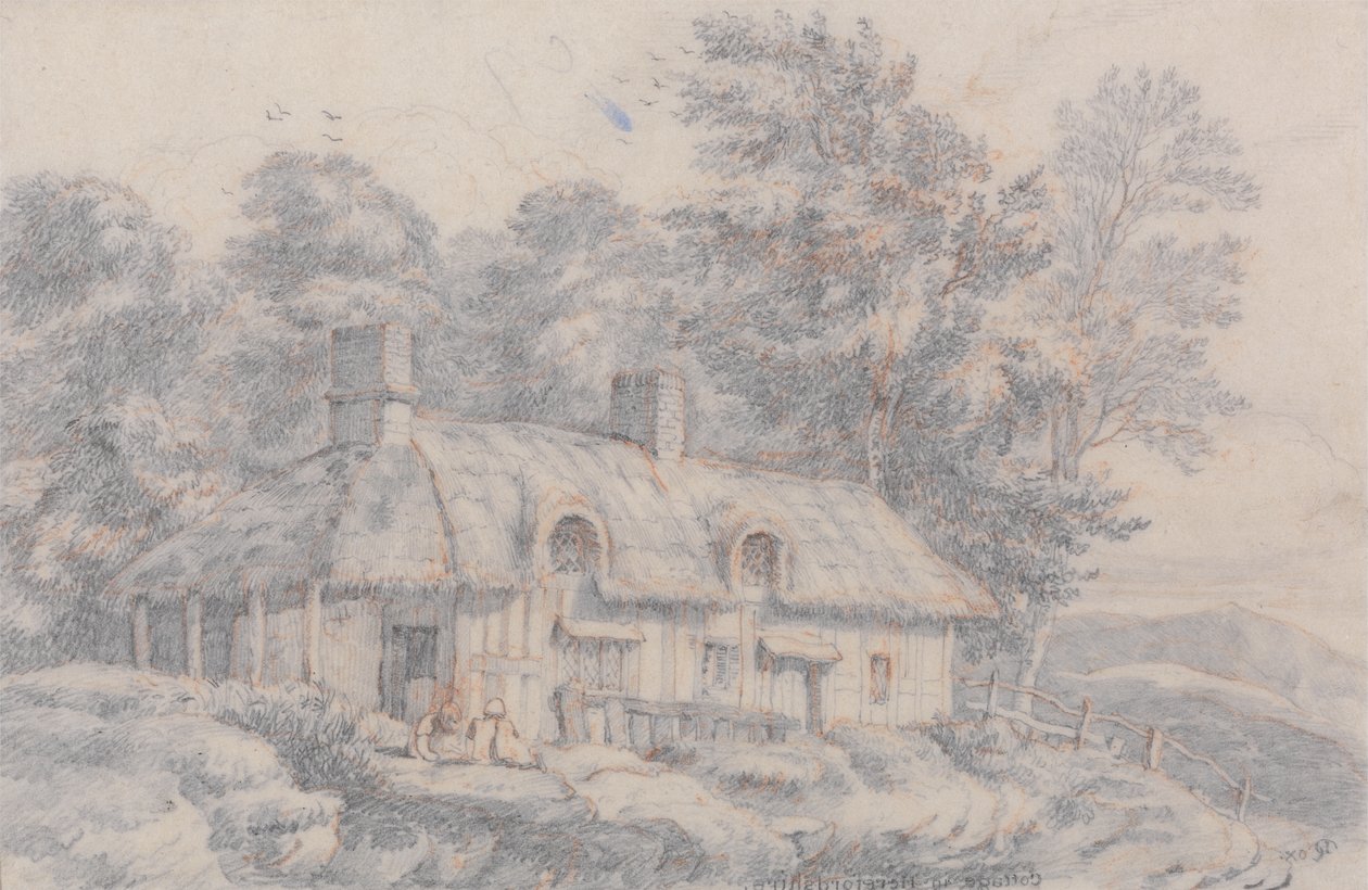 Hütte in Herefordshire, ca. 1820 von David Cox