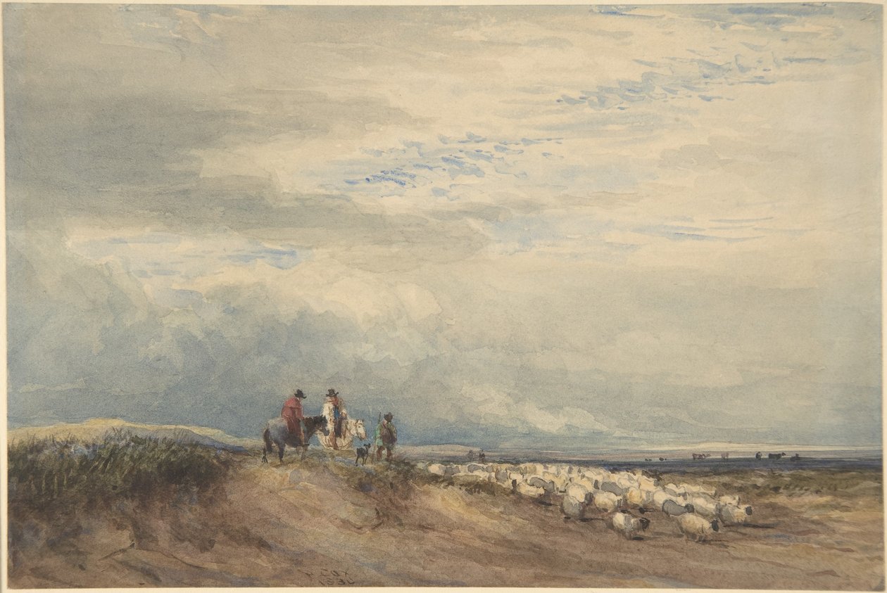 Reiter mit Schafen nahe einer Flussmündung von David Cox
