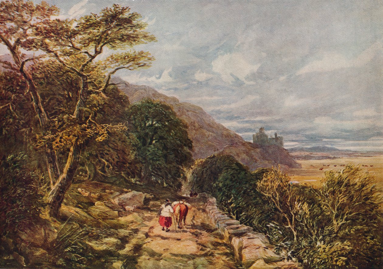 Landweg zum Harlech Castle, 19. Jahrhundert, 1938 von David Cox the elder