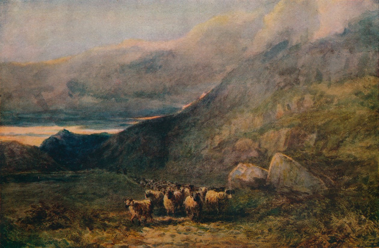 Bergstraße mit Schlaf, ca. 1838 von David Cox the elder