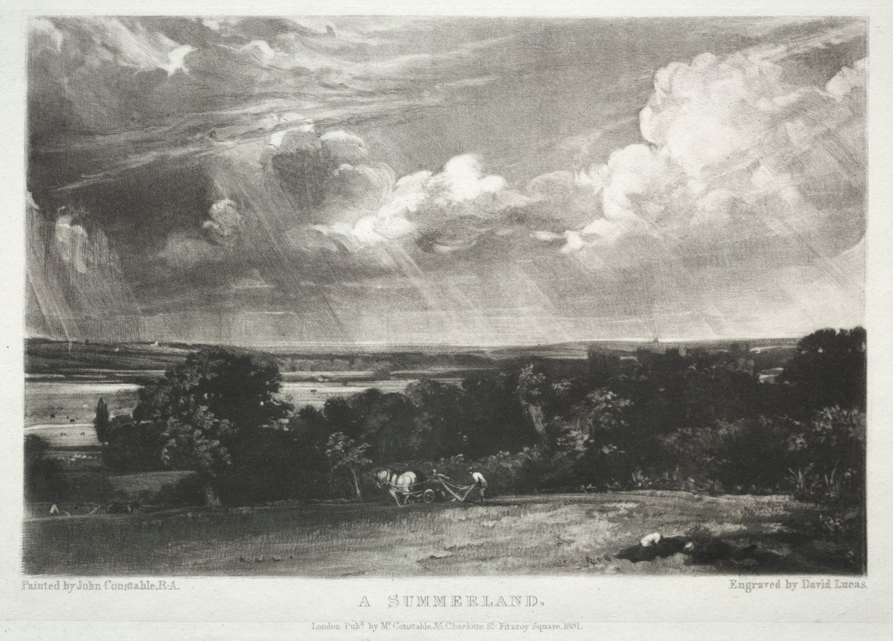 Verschiedene Landschaftsmotive, charakteristisch für die englische Landschaft...Ein Sommerland, 1831 von David Lucas