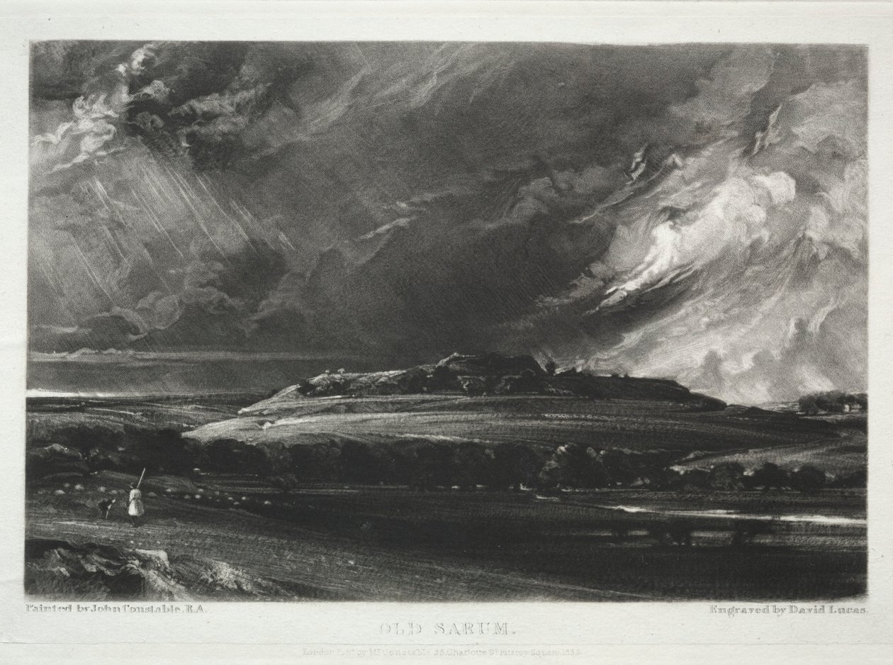 Verschiedene Landschaftsmotive, charakteristisch für englische Szenerien... Old Sarum, 1832 von David Lucas