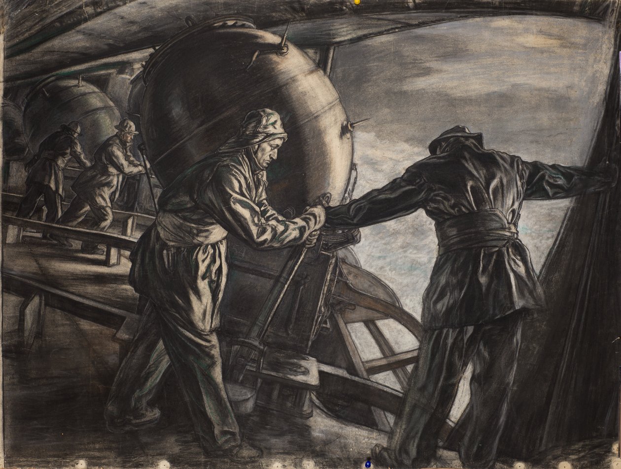 Studie für Winterminenlegung vor Island, um 1942 von David Muirhead Bone