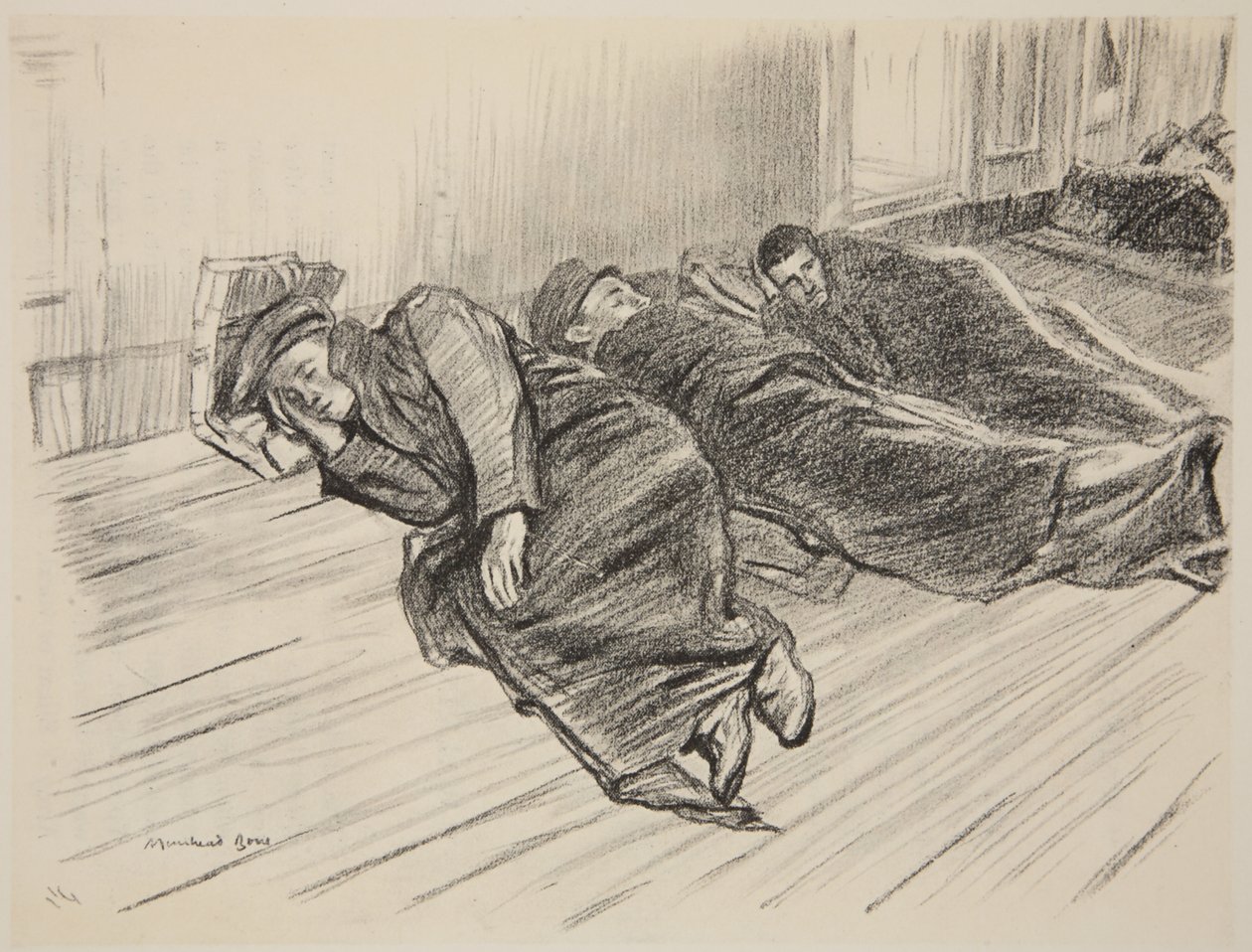 Verwundete beim Schlafen auf dem Deck, Illustration aus 