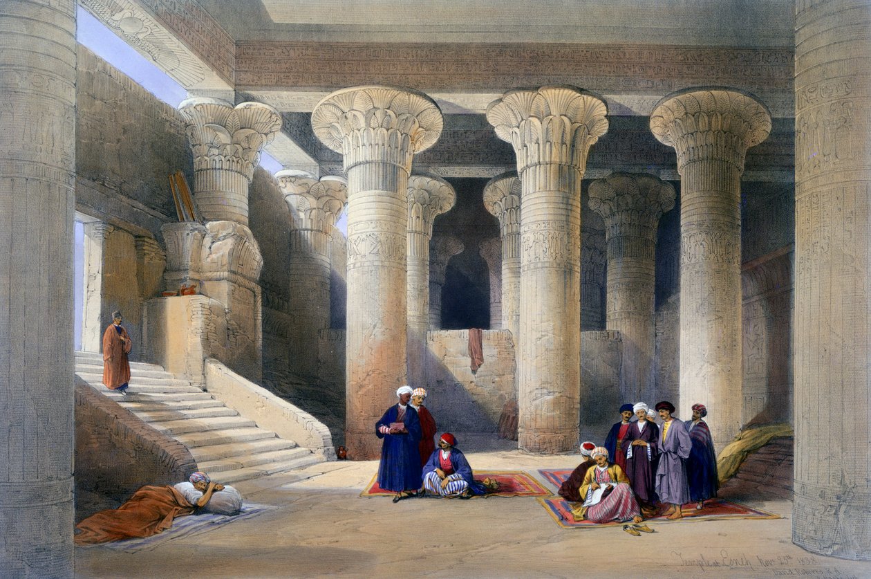 Inneres des Tempels von Esna, Oberägypten, 1838 von David Roberts, Louis Haghe
