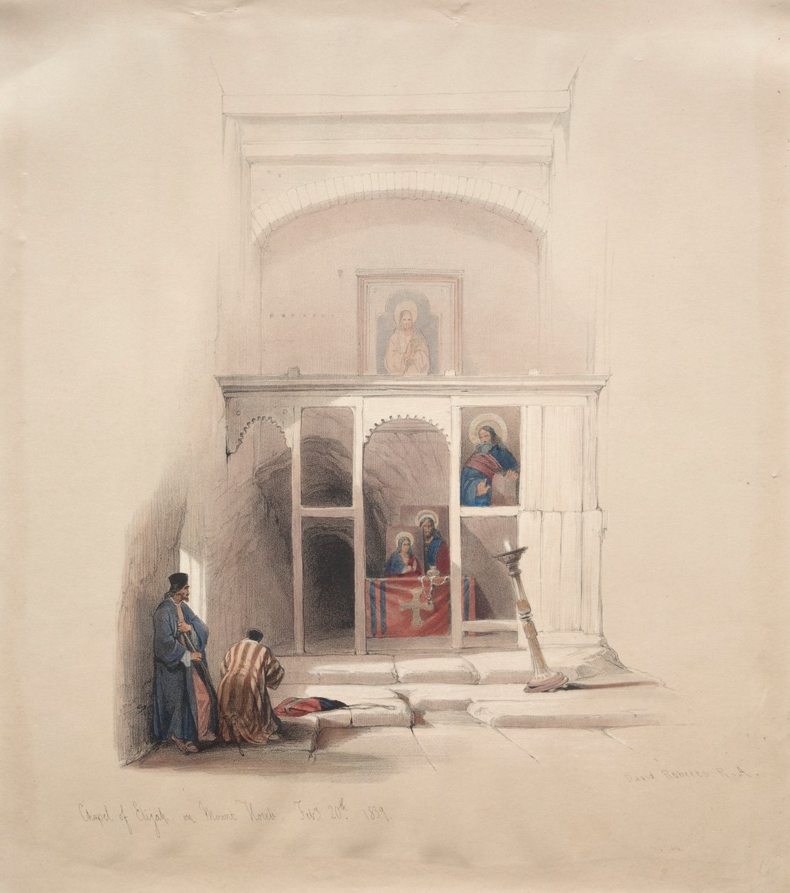 Kapelle des Elija auf dem Berg Horeb, 1839 von David Roberts