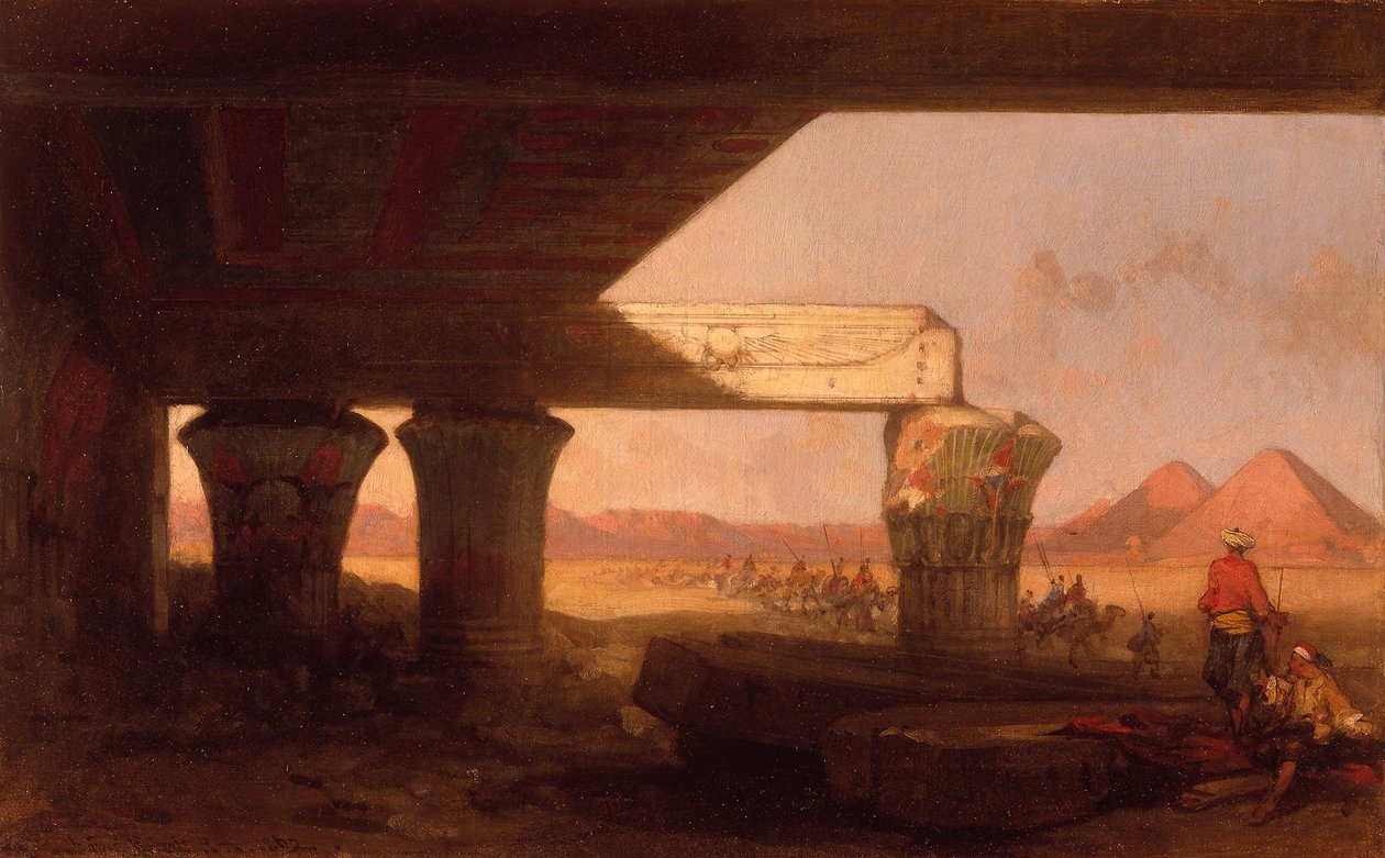 Ägyptische Landschaft mit Fernblick auf die Pyramiden von David Roberts