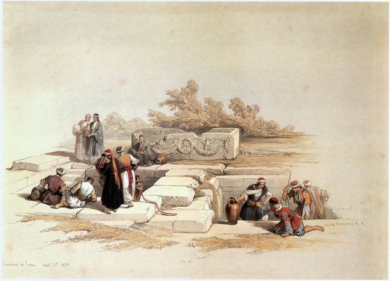 Brunnen in Kana, Jesreel-Tal (Gravur) von David Roberts