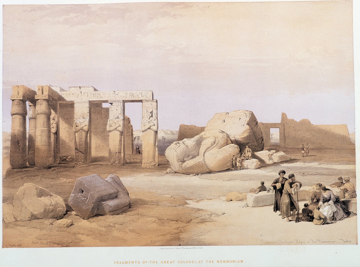 Fragmente der großen Kolosse im Memnonium - in „Das Heilige Land“, London 1849 von David Roberts