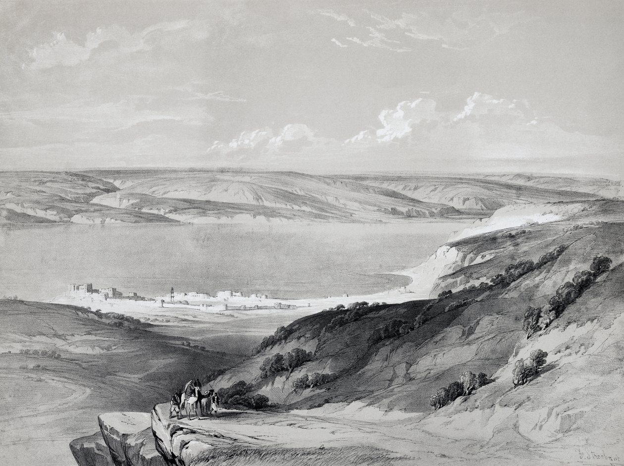 See Genezareth, aus Reise ins Heilige Land, Lithographie von David Roberts von David Roberts