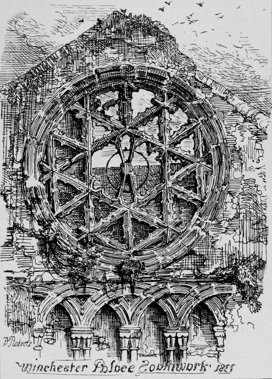 Das runde Fenster der Halle des Winchester House, Winchester Palace, Southwark von David Roberts