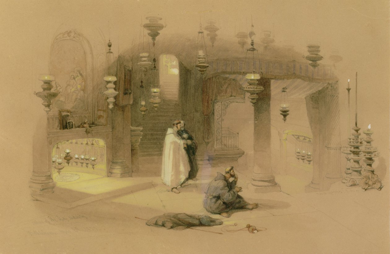 Das Heiligtum der Heiligen Geburt, Bethlehem, 1839 von David Roberts