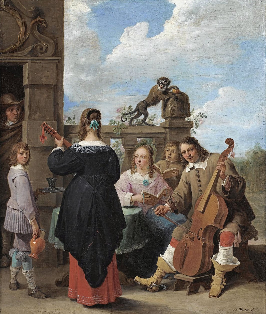 Ein Familienkonzert auf einer Terrasse von David Teniers the Younger