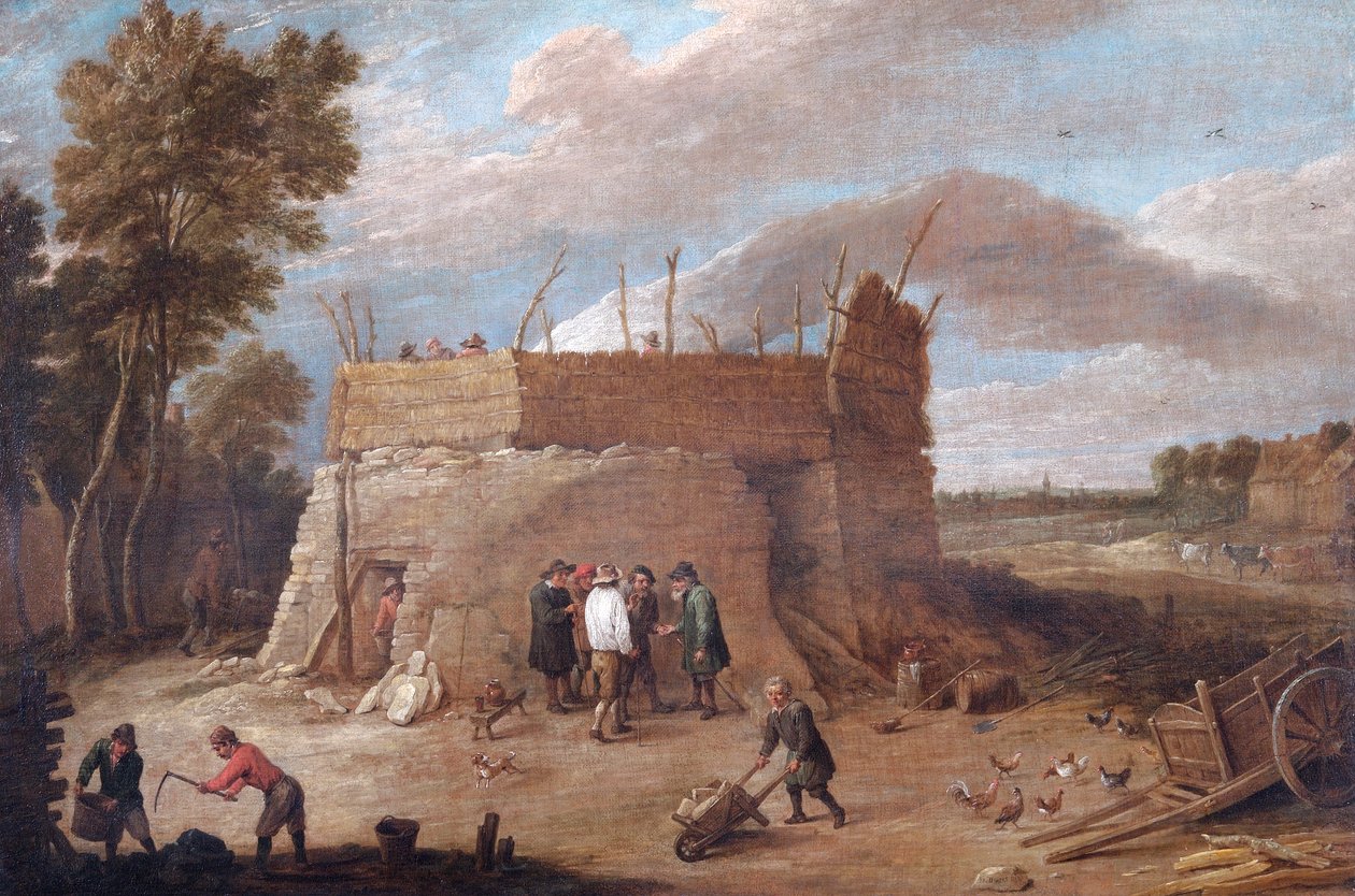 Ein Kalkofen mit Figuren von David Teniers the Younger