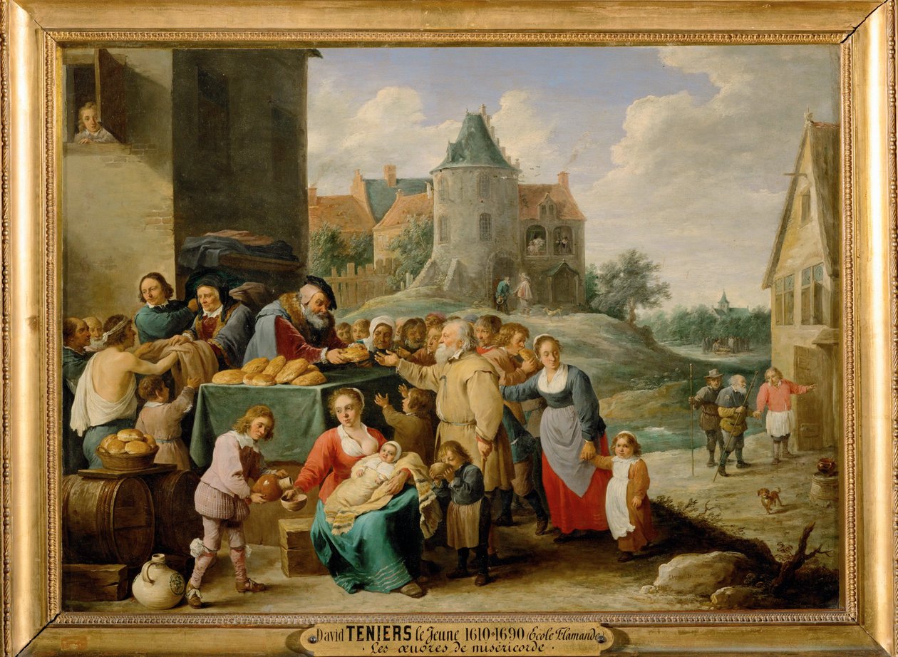 Die sieben Werke der Barmherzigkeit - Die Hungrigen speisen von David the Younger Teniers