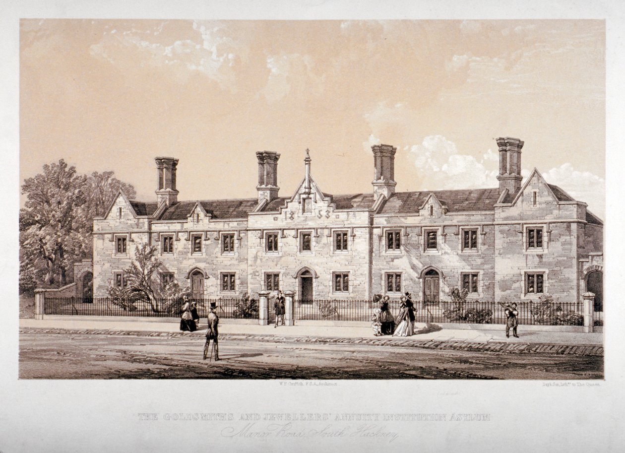 Die Goldschmiede- und Juwelier-Rentenanstalt, Holcroft Road, Hackney, London, 1853 von Day and Son