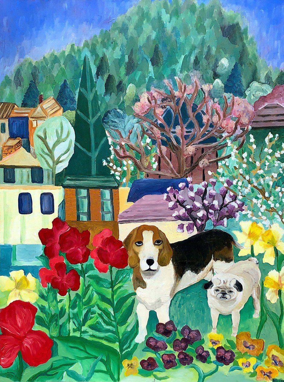 Hinterhofhunde, 2013 (Acryl auf Leinwand) von Deborah Eve Alastra