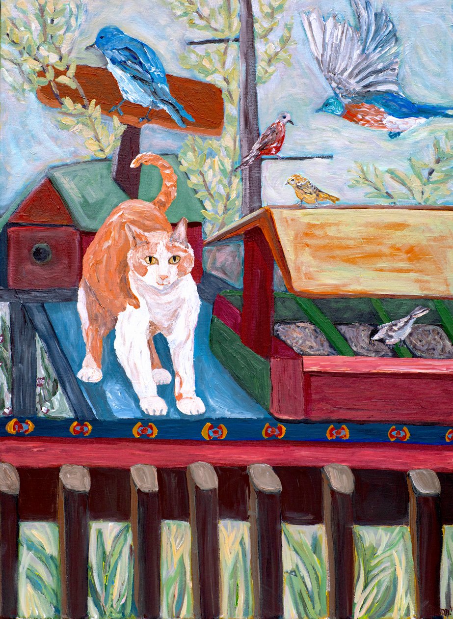 Im Vogelhaus, 2018 (Acryl auf Leinwand) von Deborah Eve Alastra
