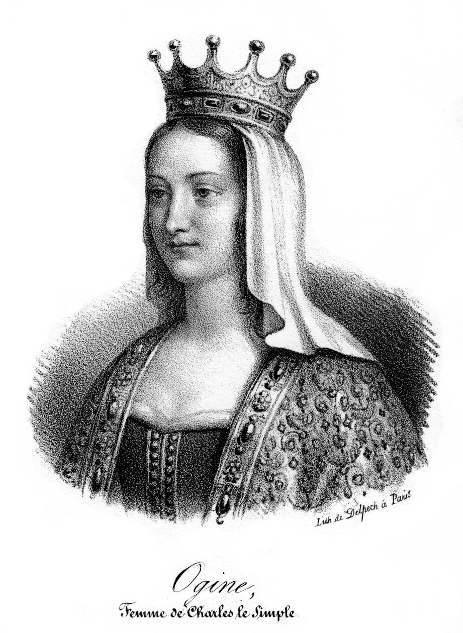 Edgifu von Wessex, Gemahlin von Karl III. dem Einfältigen von Frankreich, 19. Jahrhundert von Delpech