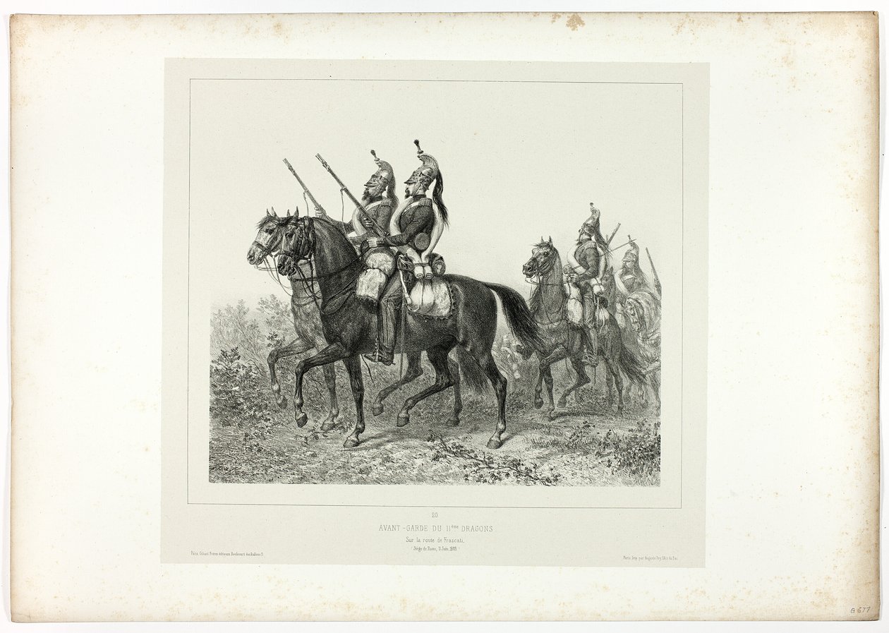 11. Dragoner Vorhut, aus Souvenirs d’Italie: Expédition de Rome von Denis Auguste Marie Raffet