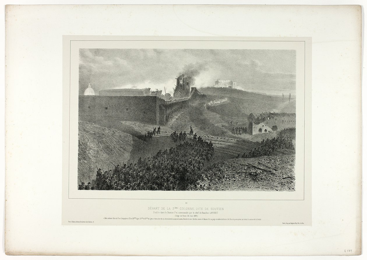 Abfahrt der dritten Kolonne, genannt die Unterstützung, aus Souvenirs d’Italie: Expedition nach Rom von Denis Auguste Marie Raffet