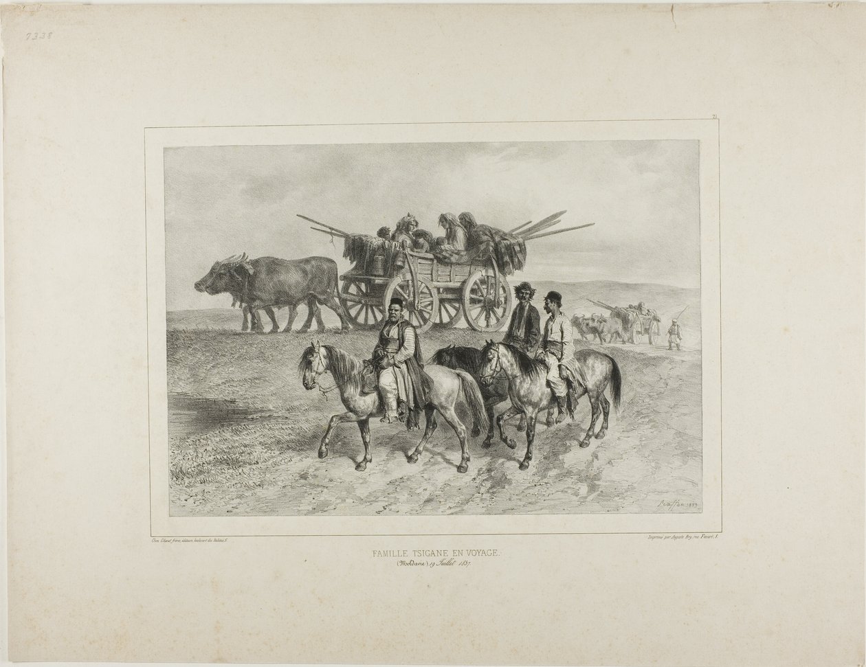 Familie reisender ungarischer Zigeuner, Moldawien, 19. Juli 1837 von Denis Auguste Marie Raffet