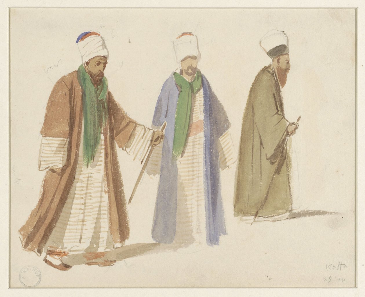 Kostümstudien von drei Derwischen in Kaffa von Denis Auguste Marie Raffet