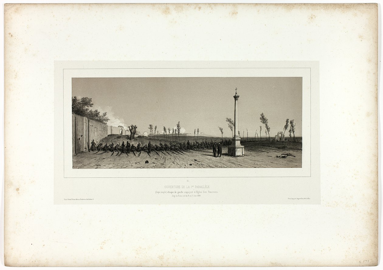 Eröffnung der ersten Parallele, aus Souvenirs d’Italie: Expédition de Rome von Denis Auguste Marie Raffet