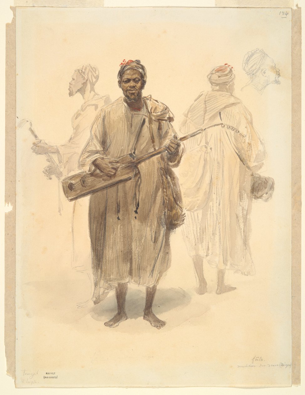 Ein maurischer Straßenmusiker in Tanger von Denis Auguste Marie Raffet