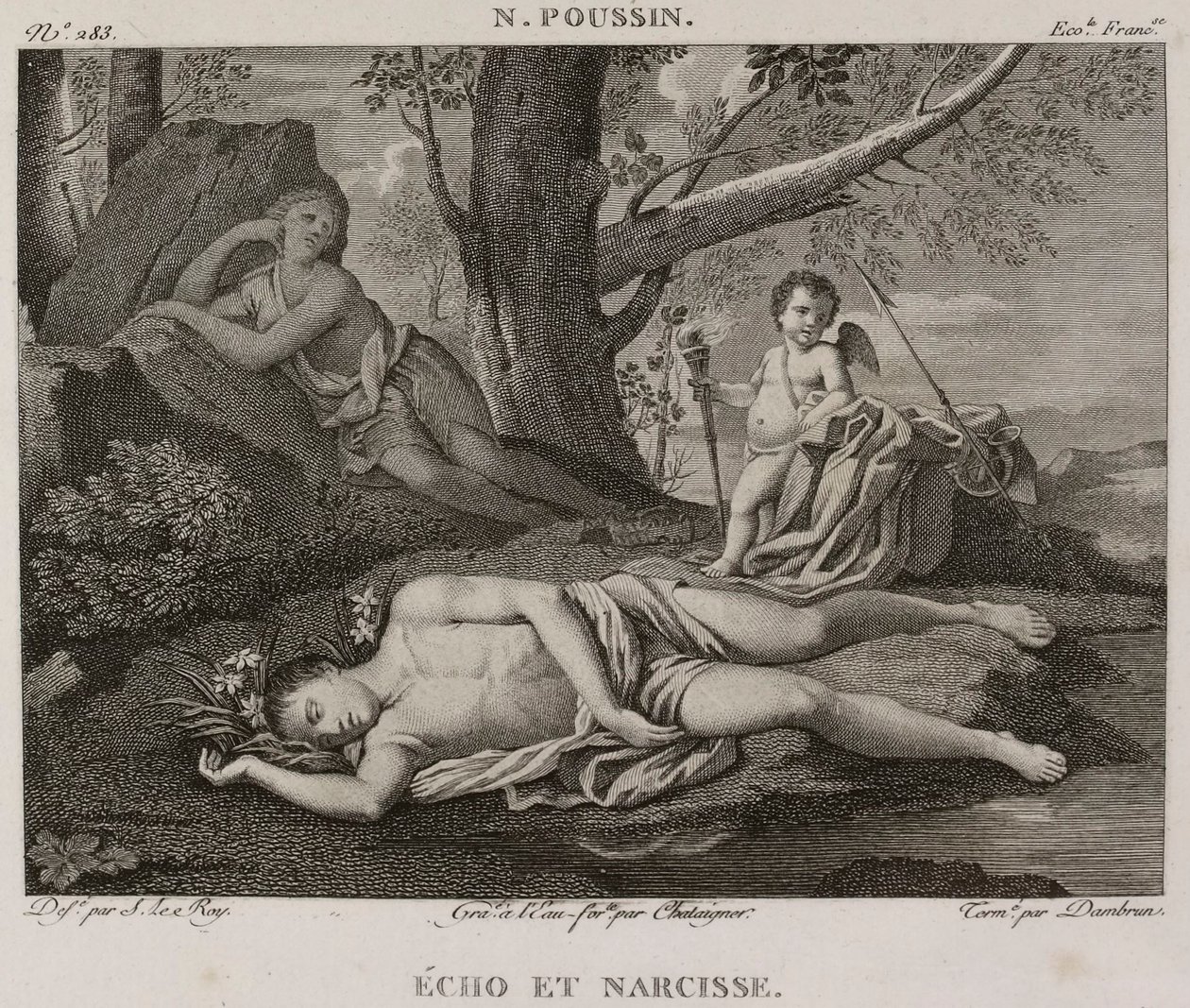 Echo und Narziss, nach Nicolas Poussin von Denis Sebastien Leroy