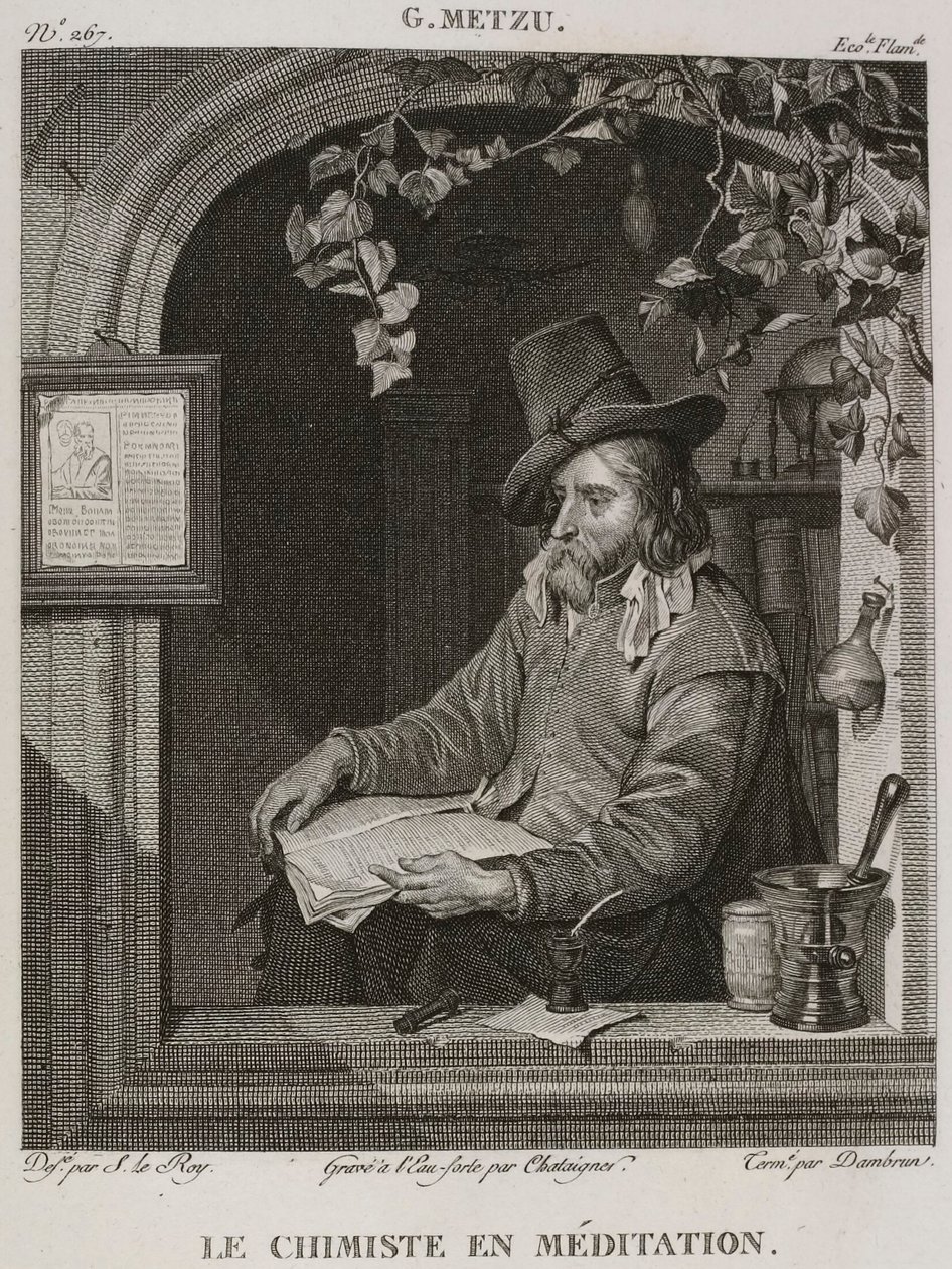 Der Chemiker in Meditation, nach Gabriel Metsu von Denis Sebastien Leroy