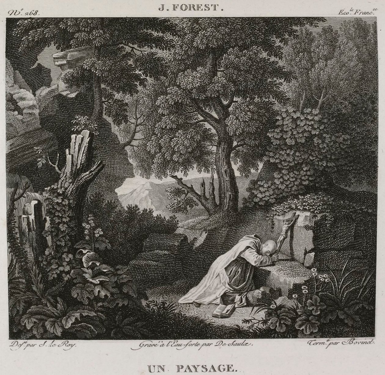 Eine Landschaft, nach Jean-Baptiste Forest von Denis Sebastien Leroy