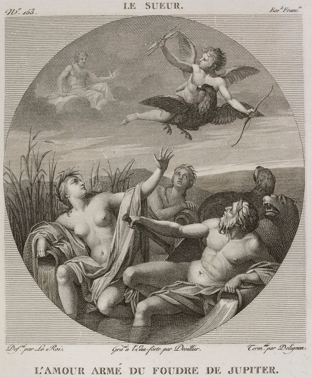 Amor bewaffnet mit Jupiters Blitz, nach Eustache Le Sueur von Denis Sebastien Leroy