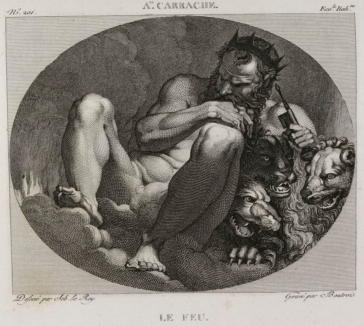 Das Feuer, nach Annibale Carracci von Denis Sebastien Leroy
