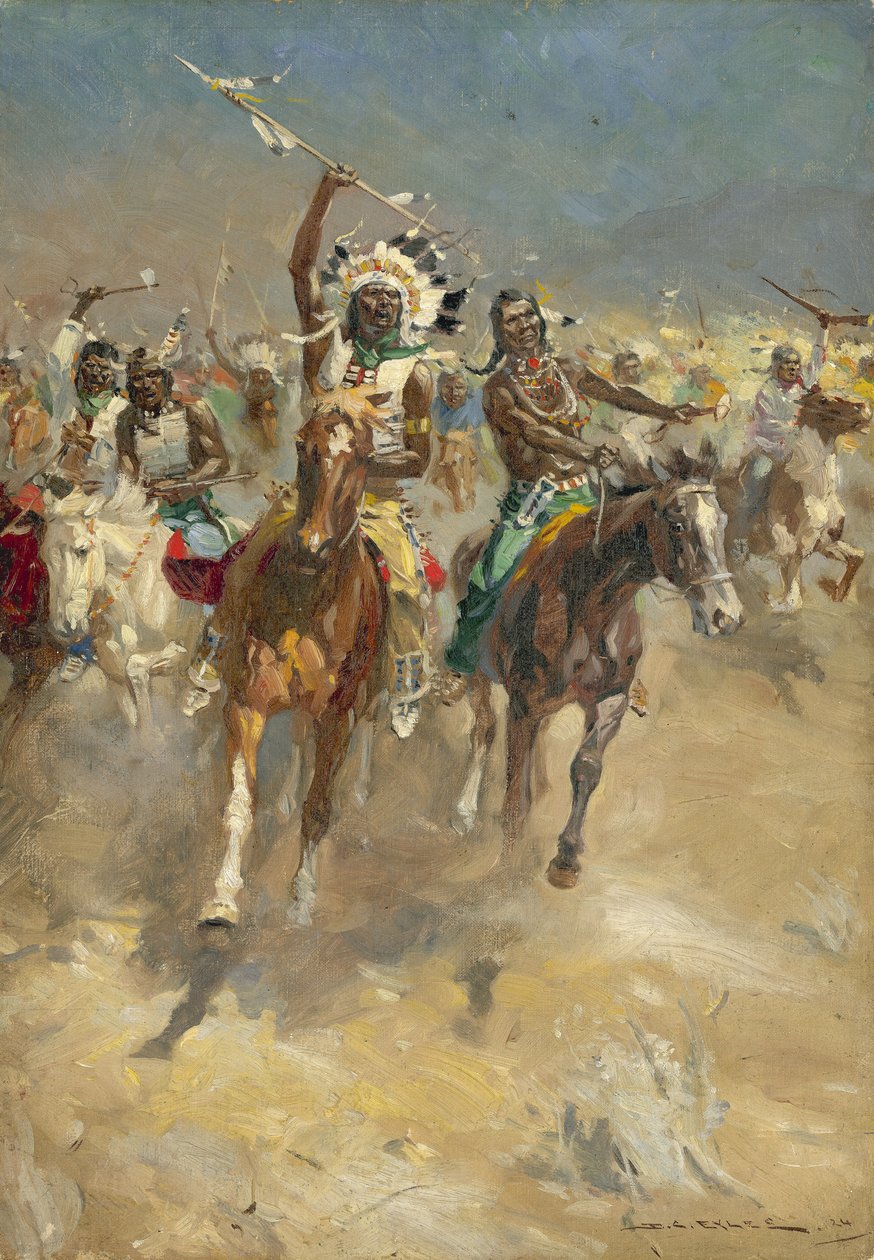 Angreifende Indianer zu Pferd von Derek Charles Eyles