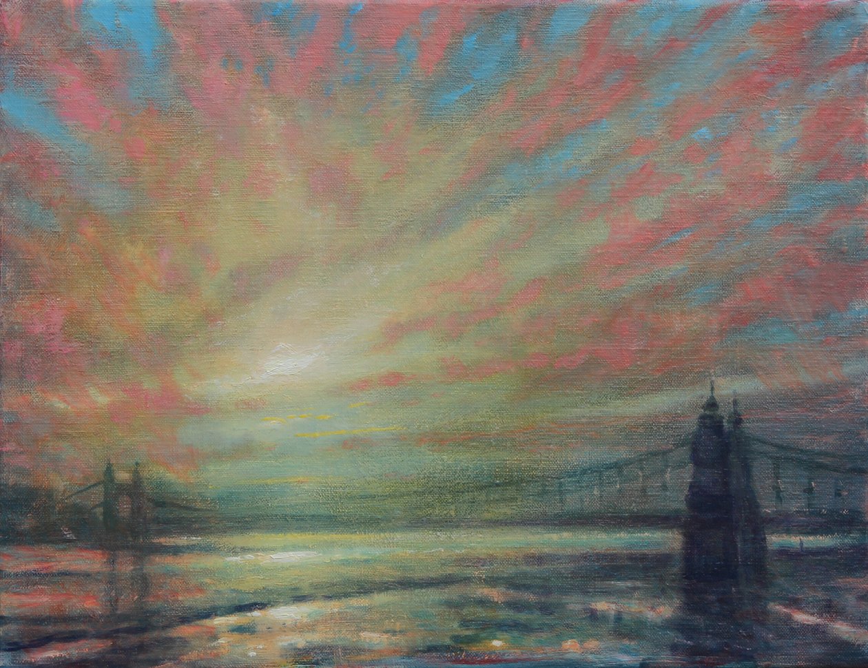 Sonnenuntergang an der Hammersmith-Brücke von Derek Hare