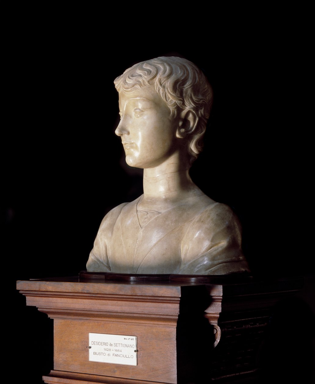 Junger Mann. Skulptur von Desiderio da Settignano, 1450-1455. Florenz, Museo Nazionale del Bargello von Desiderio da Settignano