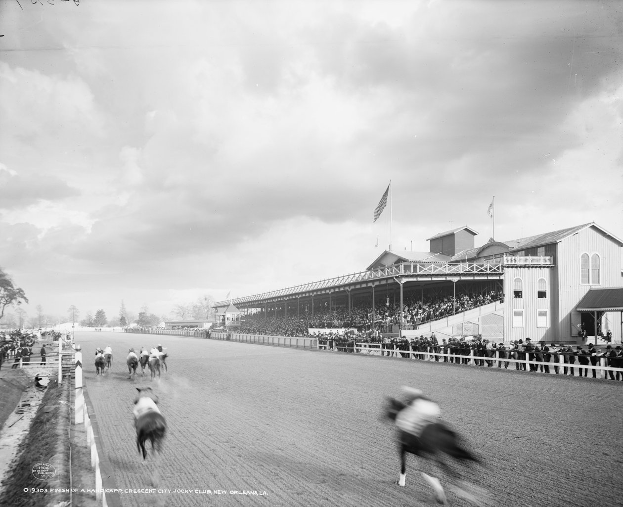 Ziel eines Handicaps, Crescent City Jockey Club, New Orleans, Louisiana, ca. 1906 von Detroit Publishing Co.