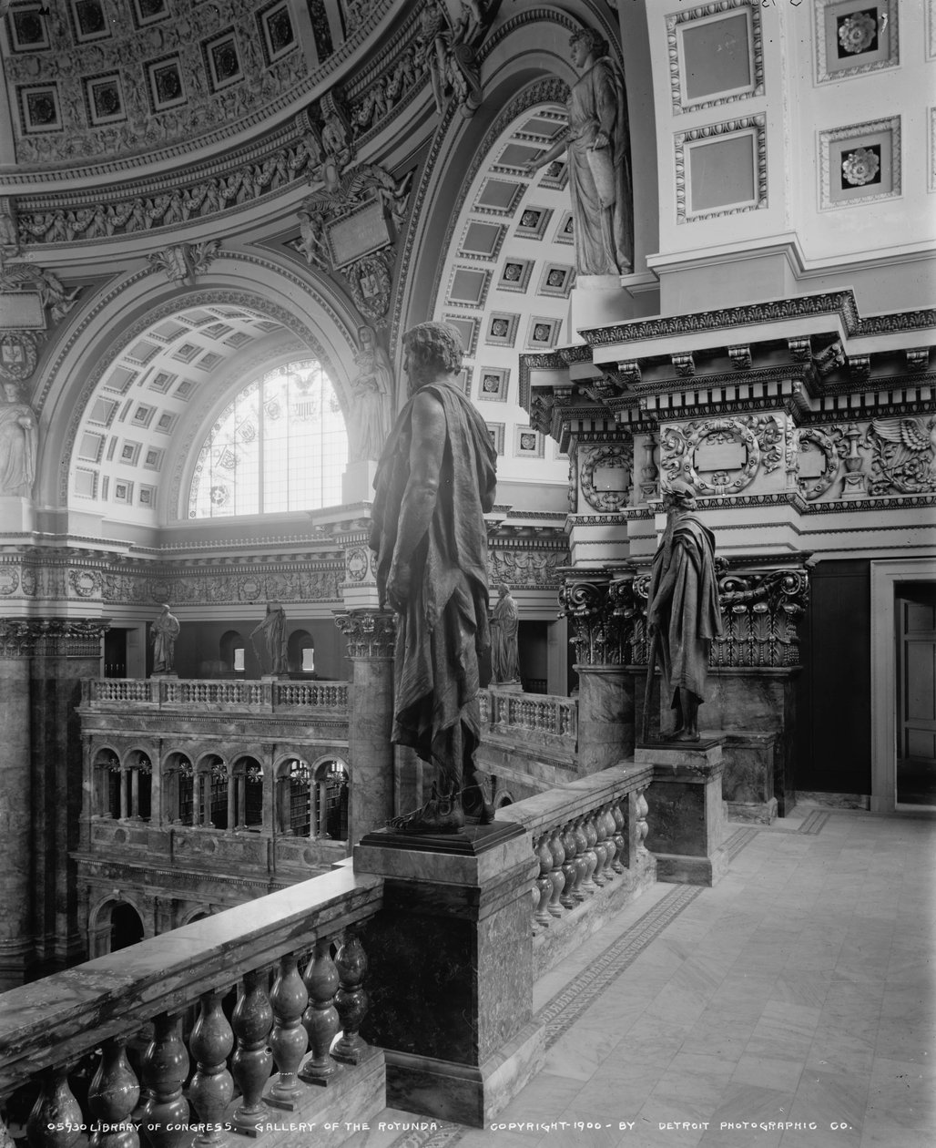 Bibliothek des Kongresses, Galerie der Rotunde, c.1900 von Detroit Publishing Co.