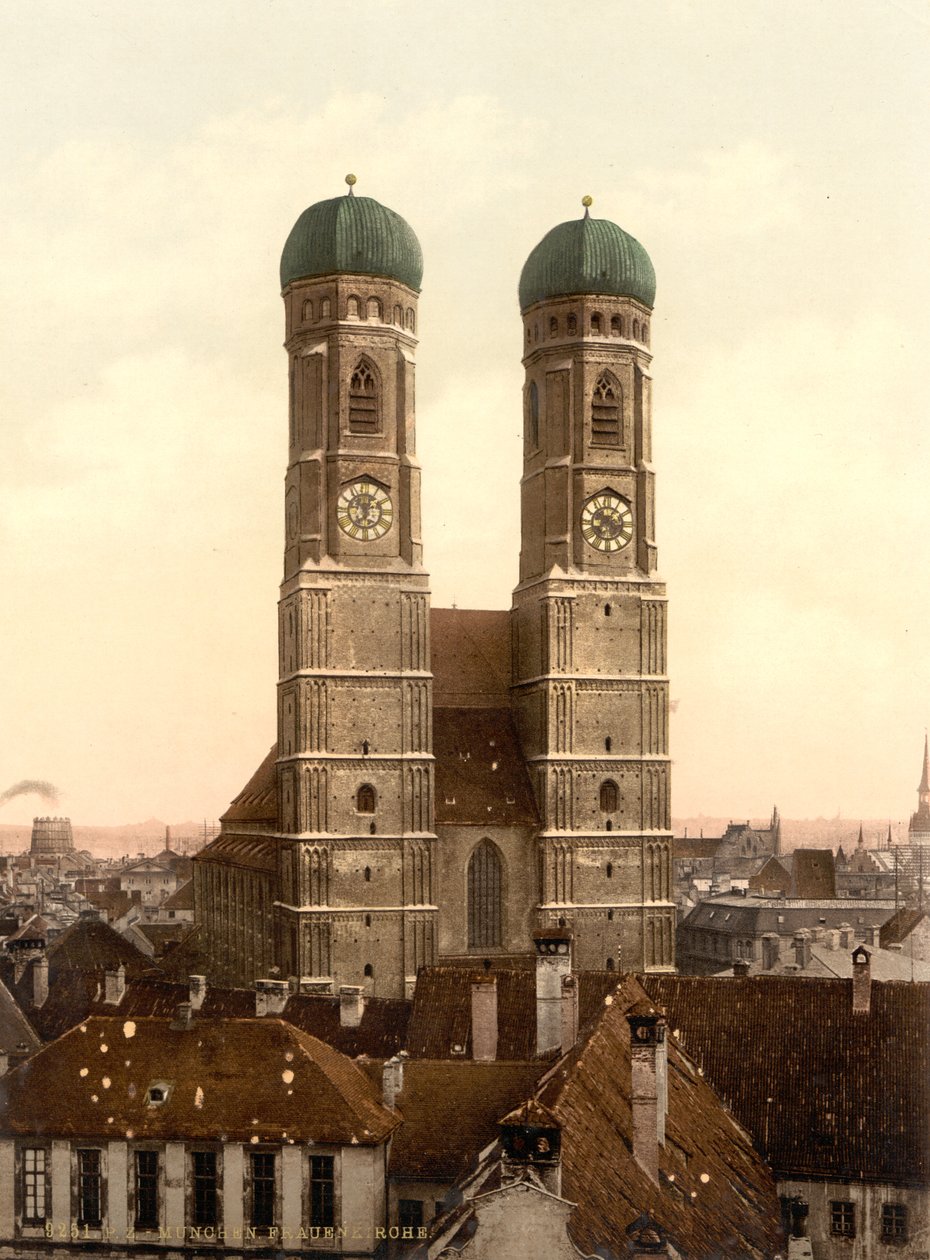 Frauenkirche, München, Bayern, Deutschland, Photochromdruck, ca. 1900 von Detroit Publishing Co.