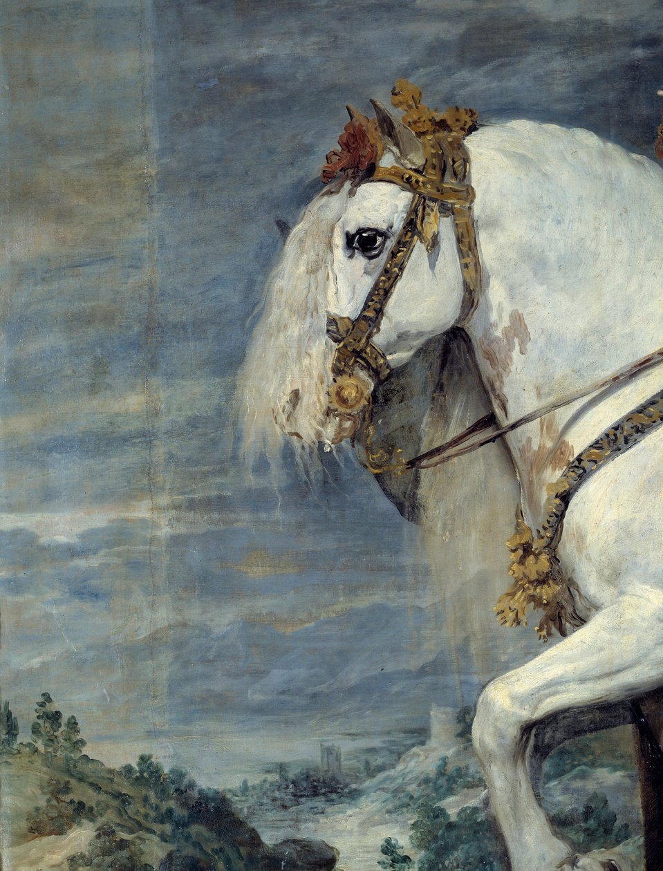 Reiterporträt von Isabelle von Frankreich, Ehefrau von Philipp IV. von Spanien (Detail) von Diego Velázquez
