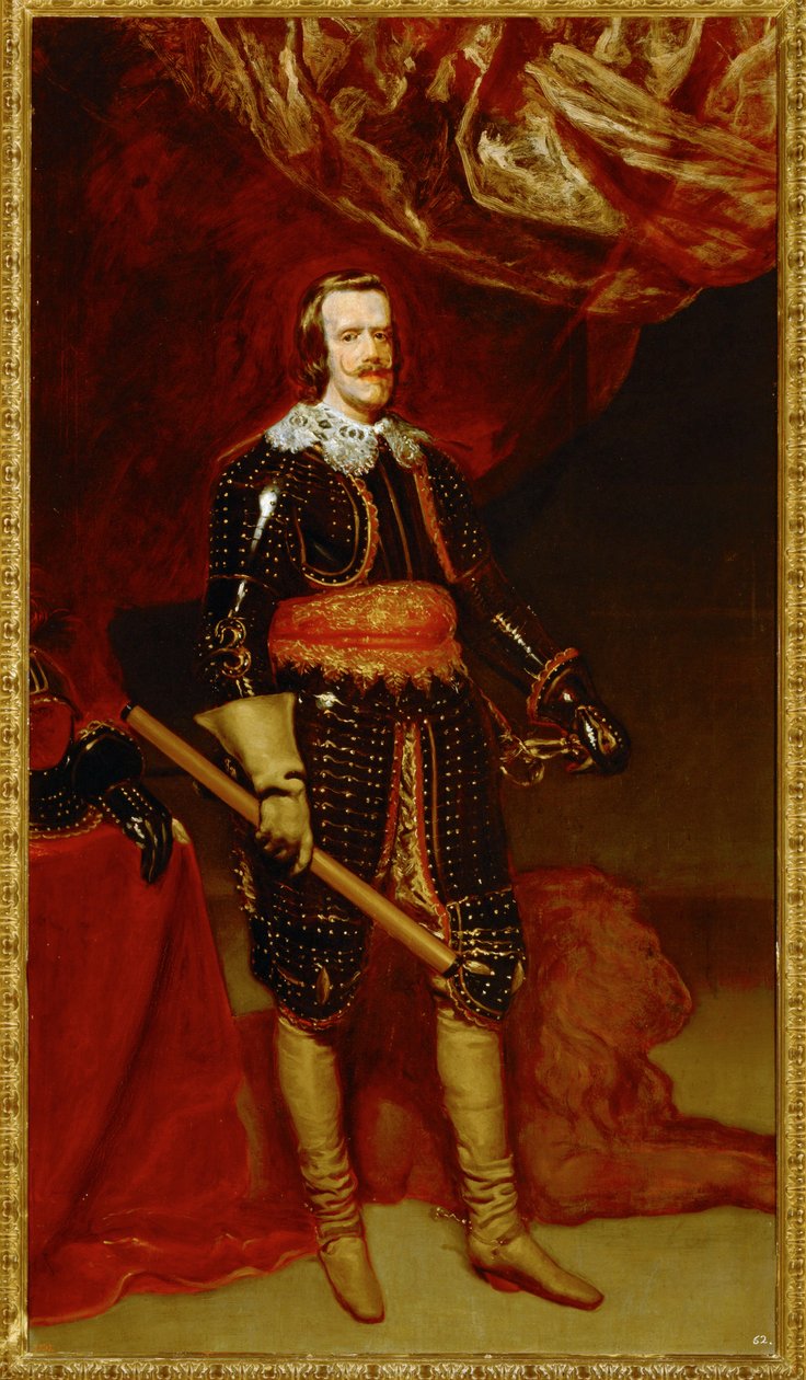 Philipp IV. in Rüstung, mit einem Löwen zu seinen Füßen von Diego Rodriguez de Silva y Velazquez