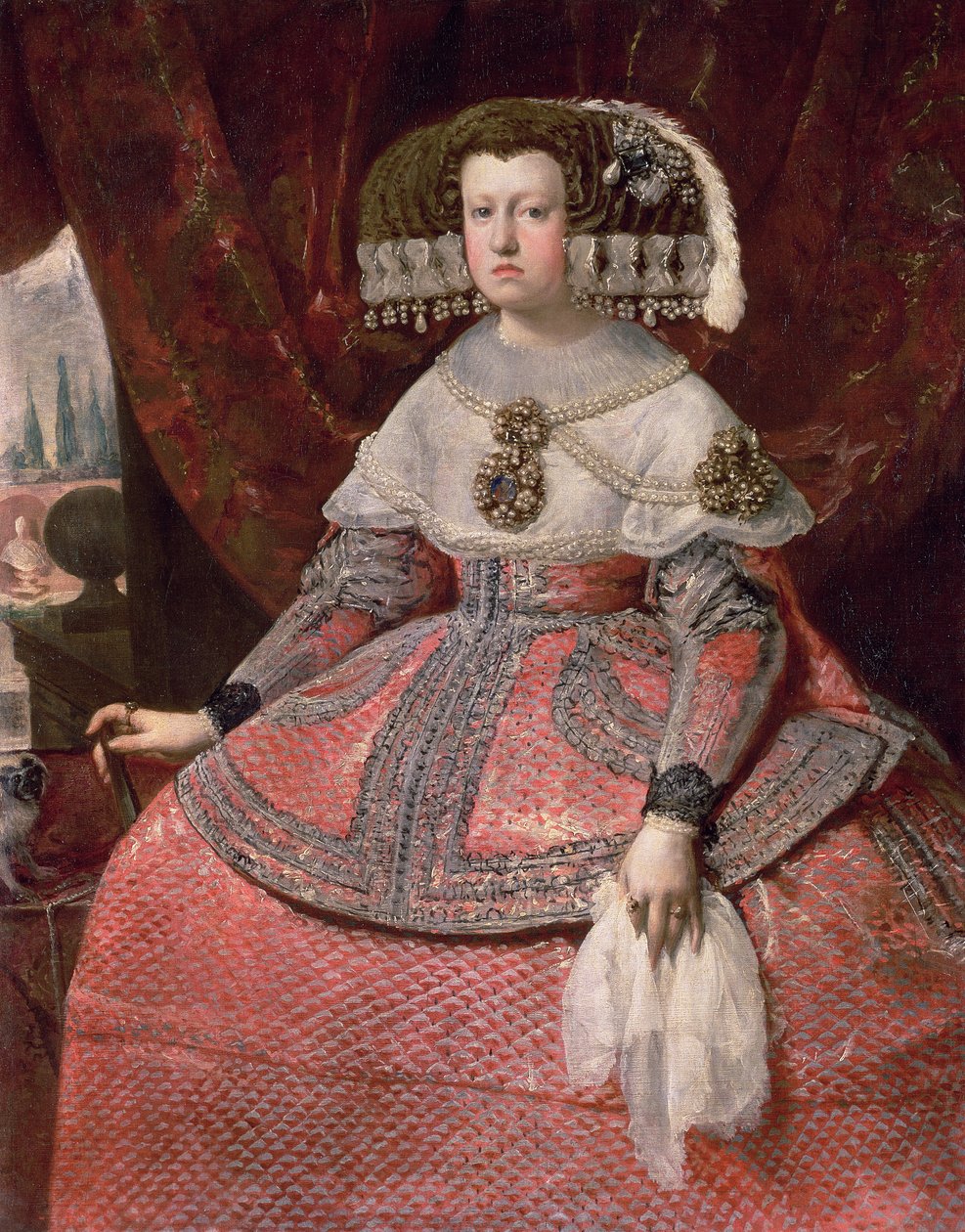Königin Maria Anna von Spanien in einem roten Kleid, 1655-60 von Diego Velázquez